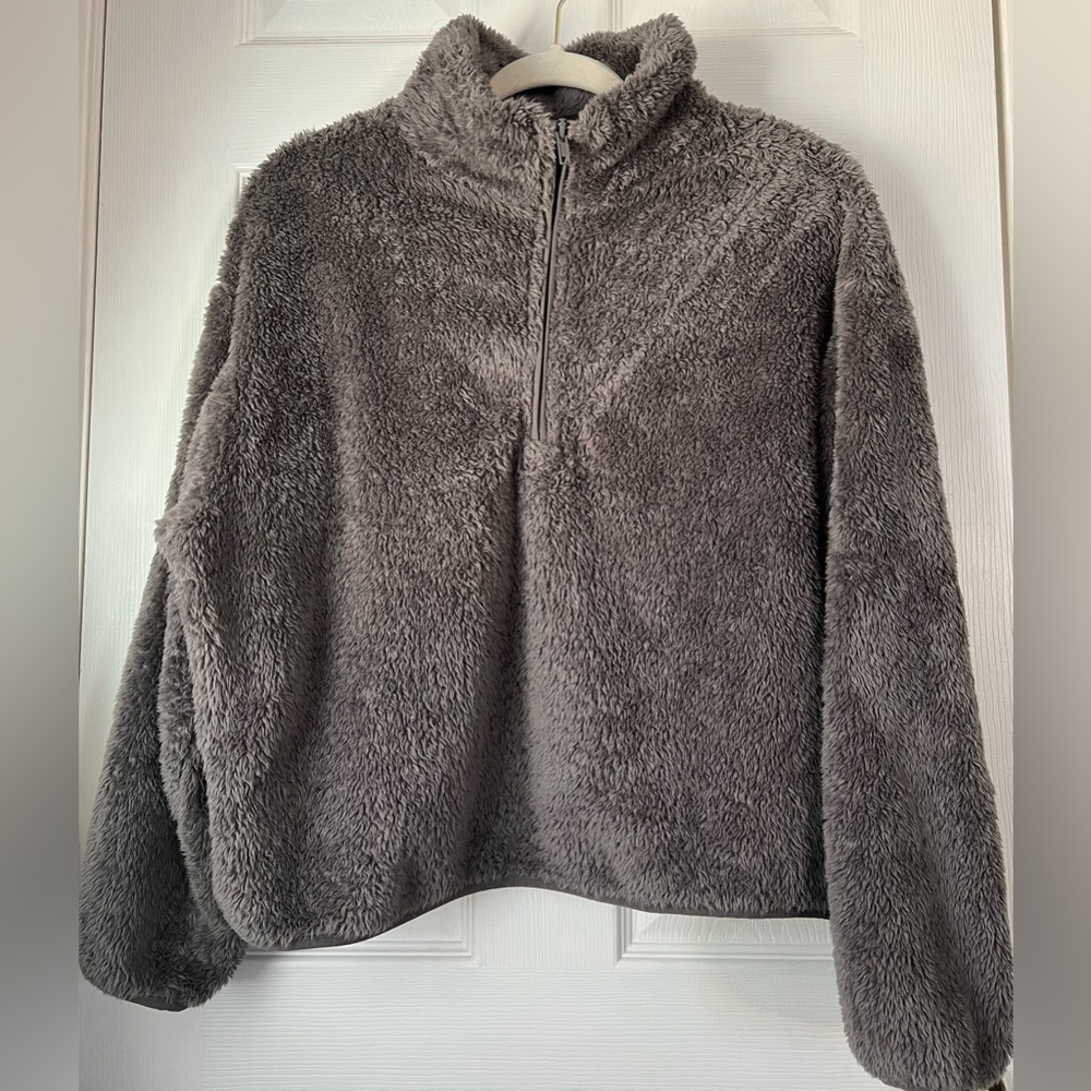 H&M Fuzzy Grey Quarter Zip